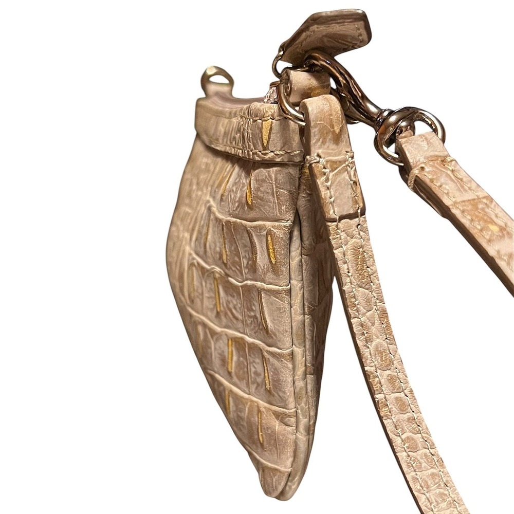 Dooney & Bourke Beige Crocodile Embossed Leather Wristlet Small Bag - Picture 4 of 11